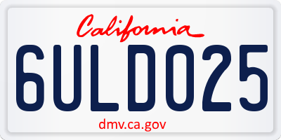 CA license plate 6ULD025