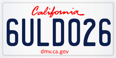 CA license plate 6ULD026