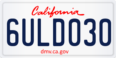 CA license plate 6ULD030