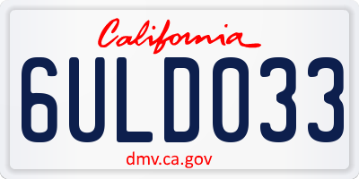 CA license plate 6ULD033