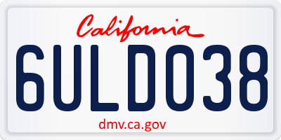 CA license plate 6ULD038