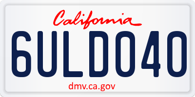 CA license plate 6ULD040