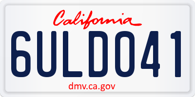 CA license plate 6ULD041