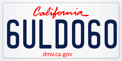 CA license plate 6ULD060