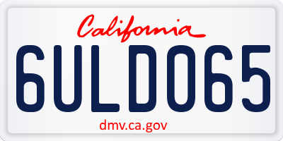 CA license plate 6ULD065
