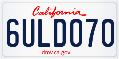 CA license plate 6ULD070