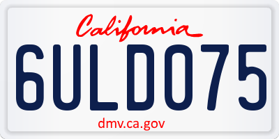 CA license plate 6ULD075