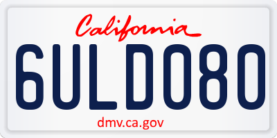 CA license plate 6ULD080