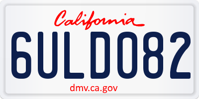 CA license plate 6ULD082