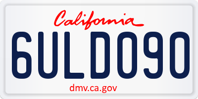 CA license plate 6ULD090