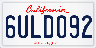 CA license plate 6ULD092