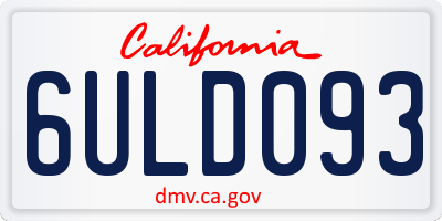 CA license plate 6ULD093