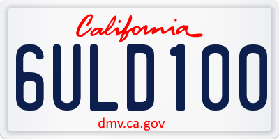 CA license plate 6ULD100