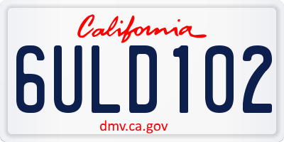CA license plate 6ULD102