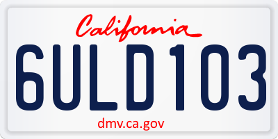 CA license plate 6ULD103