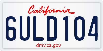 CA license plate 6ULD104
