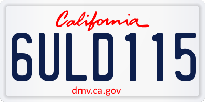 CA license plate 6ULD115
