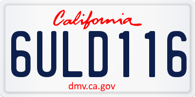 CA license plate 6ULD116
