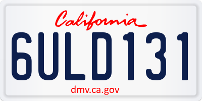 CA license plate 6ULD131
