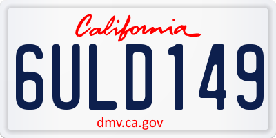 CA license plate 6ULD149