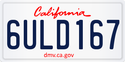 CA license plate 6ULD167