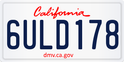 CA license plate 6ULD178