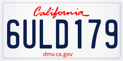 CA license plate 6ULD179