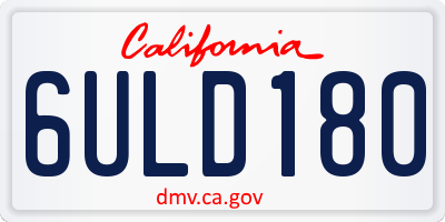CA license plate 6ULD180