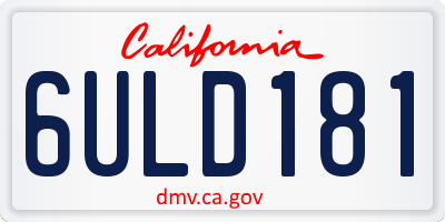 CA license plate 6ULD181