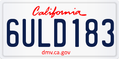 CA license plate 6ULD183