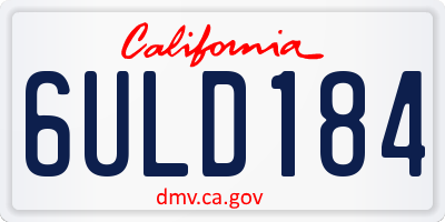 CA license plate 6ULD184