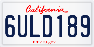 CA license plate 6ULD189
