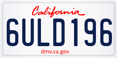 CA license plate 6ULD196