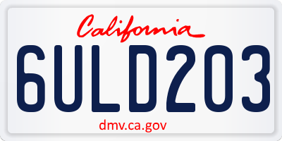 CA license plate 6ULD203
