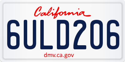 CA license plate 6ULD206