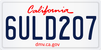 CA license plate 6ULD207