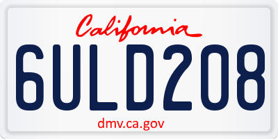 CA license plate 6ULD208