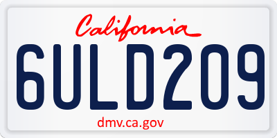 CA license plate 6ULD209