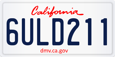 CA license plate 6ULD211