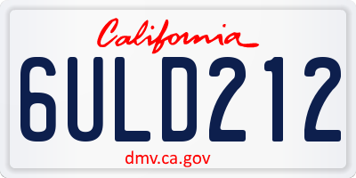 CA license plate 6ULD212