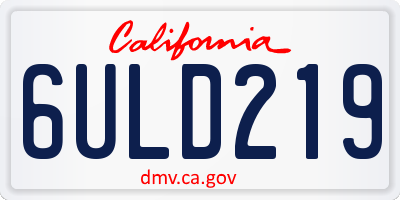 CA license plate 6ULD219
