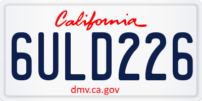 CA license plate 6ULD226