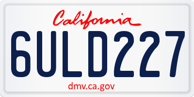CA license plate 6ULD227