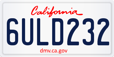 CA license plate 6ULD232