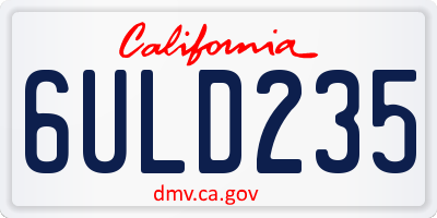 CA license plate 6ULD235