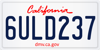 CA license plate 6ULD237