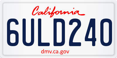 CA license plate 6ULD240