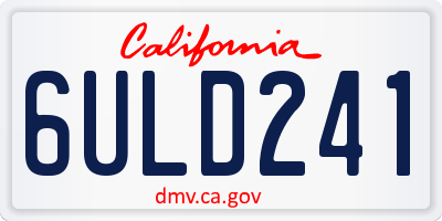 CA license plate 6ULD241