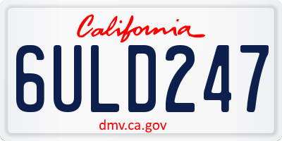CA license plate 6ULD247