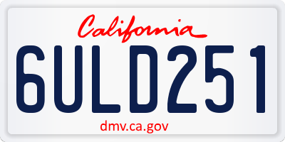 CA license plate 6ULD251